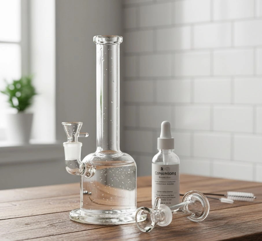 Piezas desmontables de un bong listas para limpieza